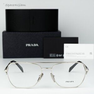 Prada Men Eyeglasses Silver Demo Rectangle PRB50V 1BC1O1 NEW AUTHENTIC